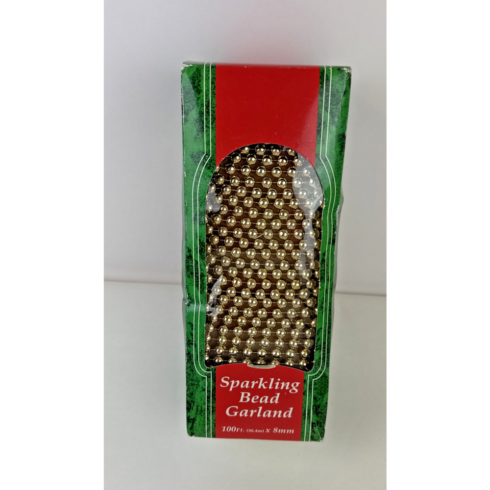 100 feet gold bead Garland new open box Christmas tree decoration